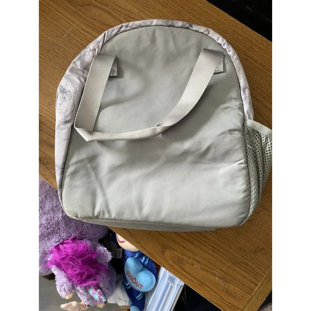 Fit + Fresh Gray Marble Carli Insulated Lunch Bag Tote Mesh Pocket 11
